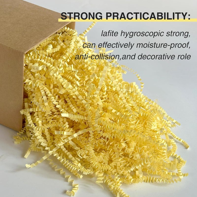 Corlcol 200g(7oz) Crinkle Paper Shredded Filler Paper for Gift Baskets Shreds Decoration Stuffing for Easter, Christmas(Light Yellow) - Image 3
